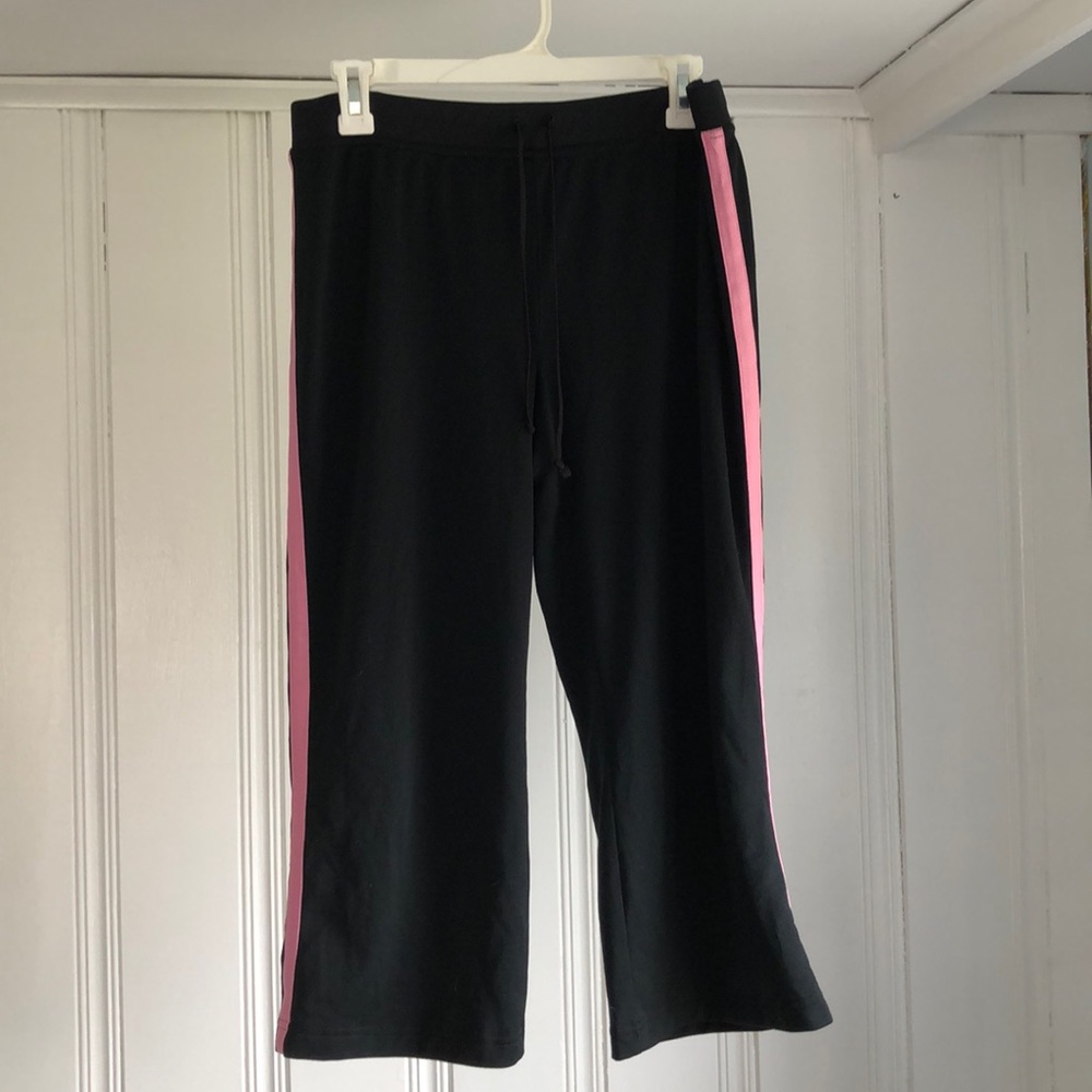 Black with pink stripe draw string leisure pant